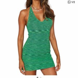 Beginning boutique Knit Green Halter Mini Dress